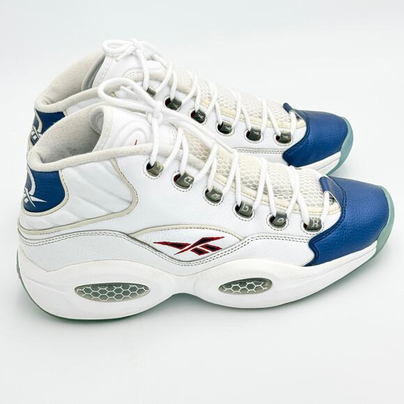 Reebok Question Mid Blue Toe Allen Iverson White Blue